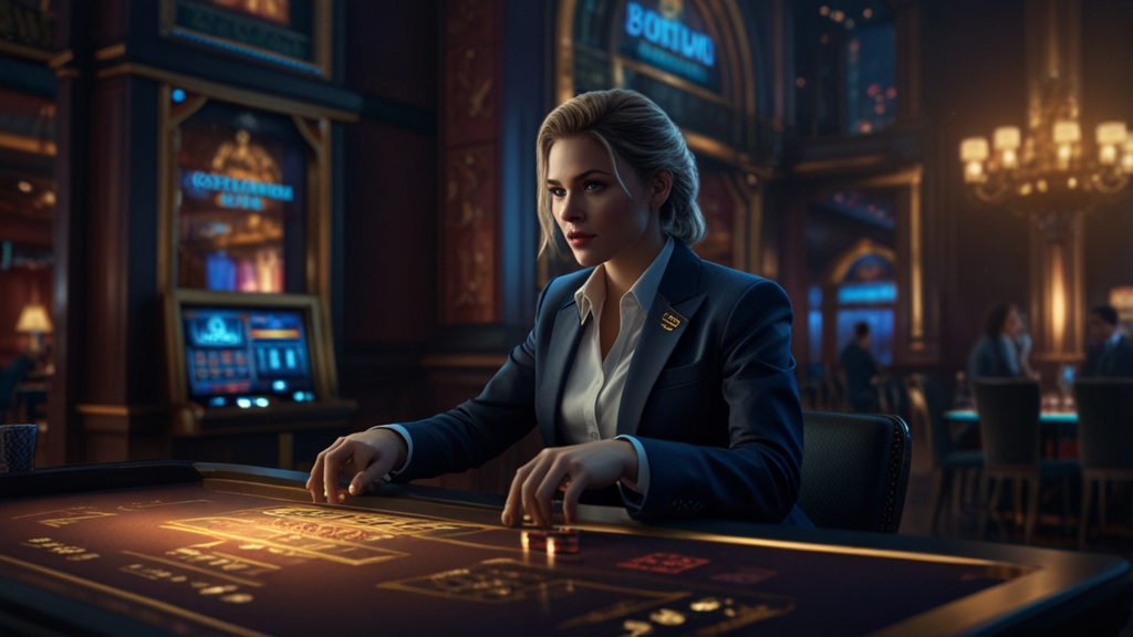 Interface de connexion de casino sur ordinateur dans une ambiance sombre