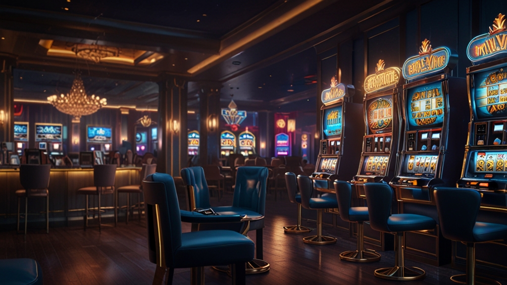 Notification de bonus sans dépôt dans une salle de casino lumineuse et sombre